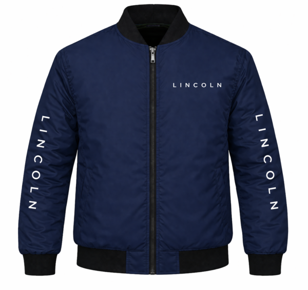 Lincoln Embroidered Navy Blue Bomber Jacket