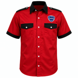Lancia Red Black Embroidered Motorsport Crew Shirt Premium Racing Style