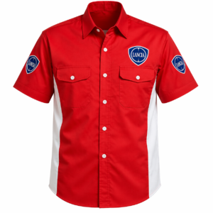 Lancia Red White Motorsport Crew Shirt Premium Embroidered Style