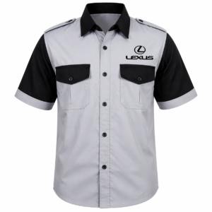 Lexus Light Gray Black Embroidered Crew Shirt