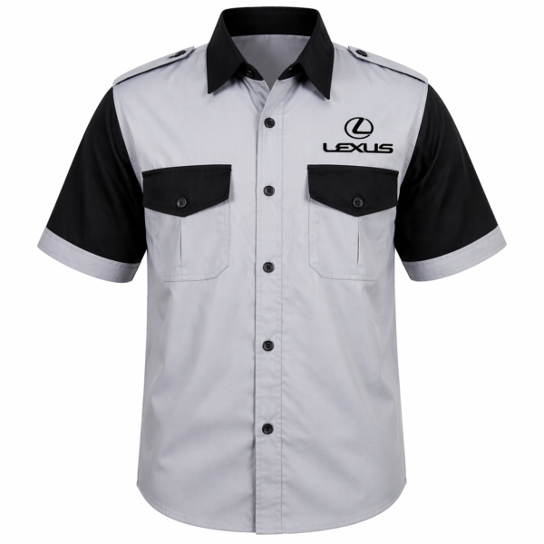 Lexus Light Gray Black Embroidered Crew Shirt