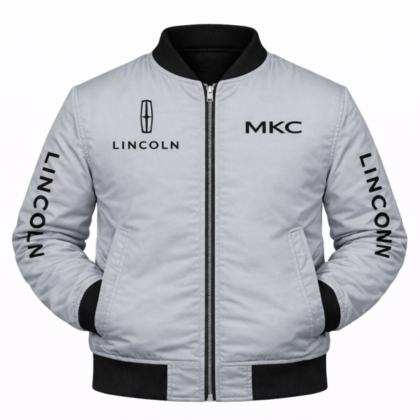 Lincoln MKC Light Gray Embroidered Bomber Jacket