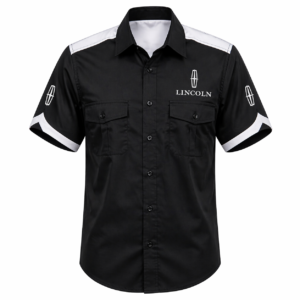 ⚙️ Lincoln Black and White Embroidered Racing Crew Shirt