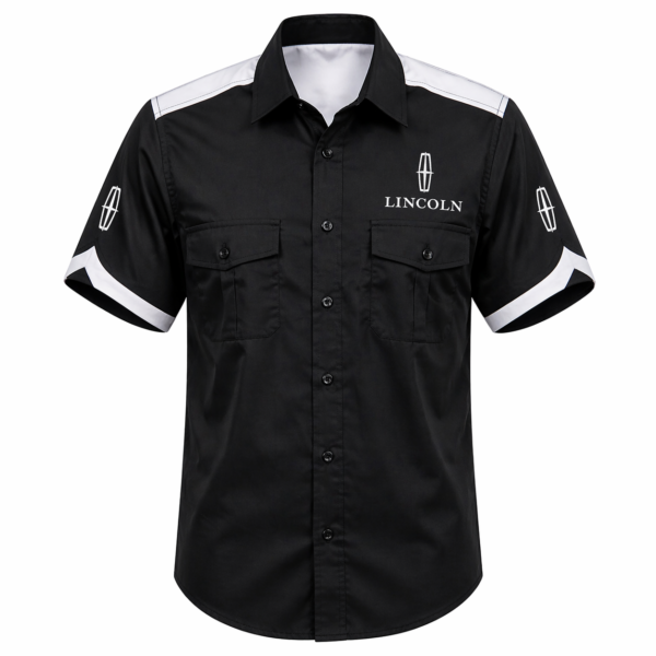 ⚙️ Lincoln Black and White Embroidered Racing Crew Shirt