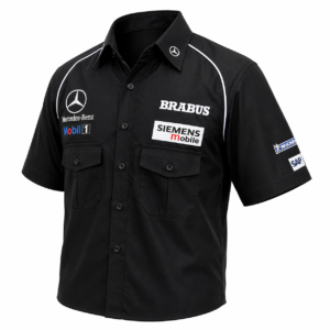 Mercedes Benz Brabus Black Pit Crew Shirt Embroidered Motorsport Style