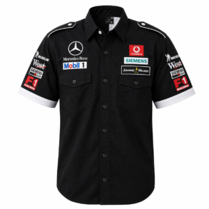 Mercedes Benz West McLaren Black Pit Crew Shirt Embroidered Motorsport Style
