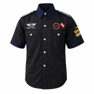 Mini Cooper Navy Black Pit Crew Shirt Embroidered Motorsport Style