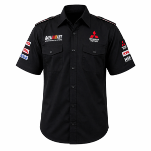 Mitsubishi Ralliart Black Pit Crew Shirt Embroidered Motorsport Style