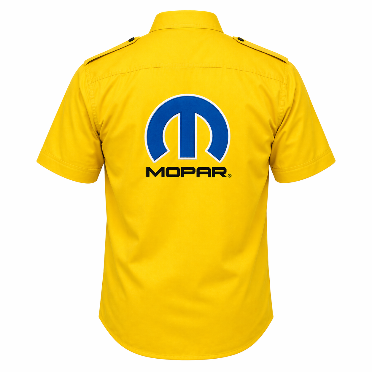 Mopar Yellow Pit Crew Shirt Embroidered Motorsport Style - Image 2