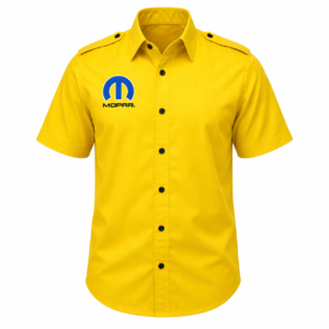 Mopar Yellow Pit Crew Shirt Embroidered Motorsport Style