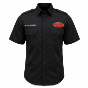 Moto Guzzi Black Pit Crew Shirt Embroidered Motorcycle Style