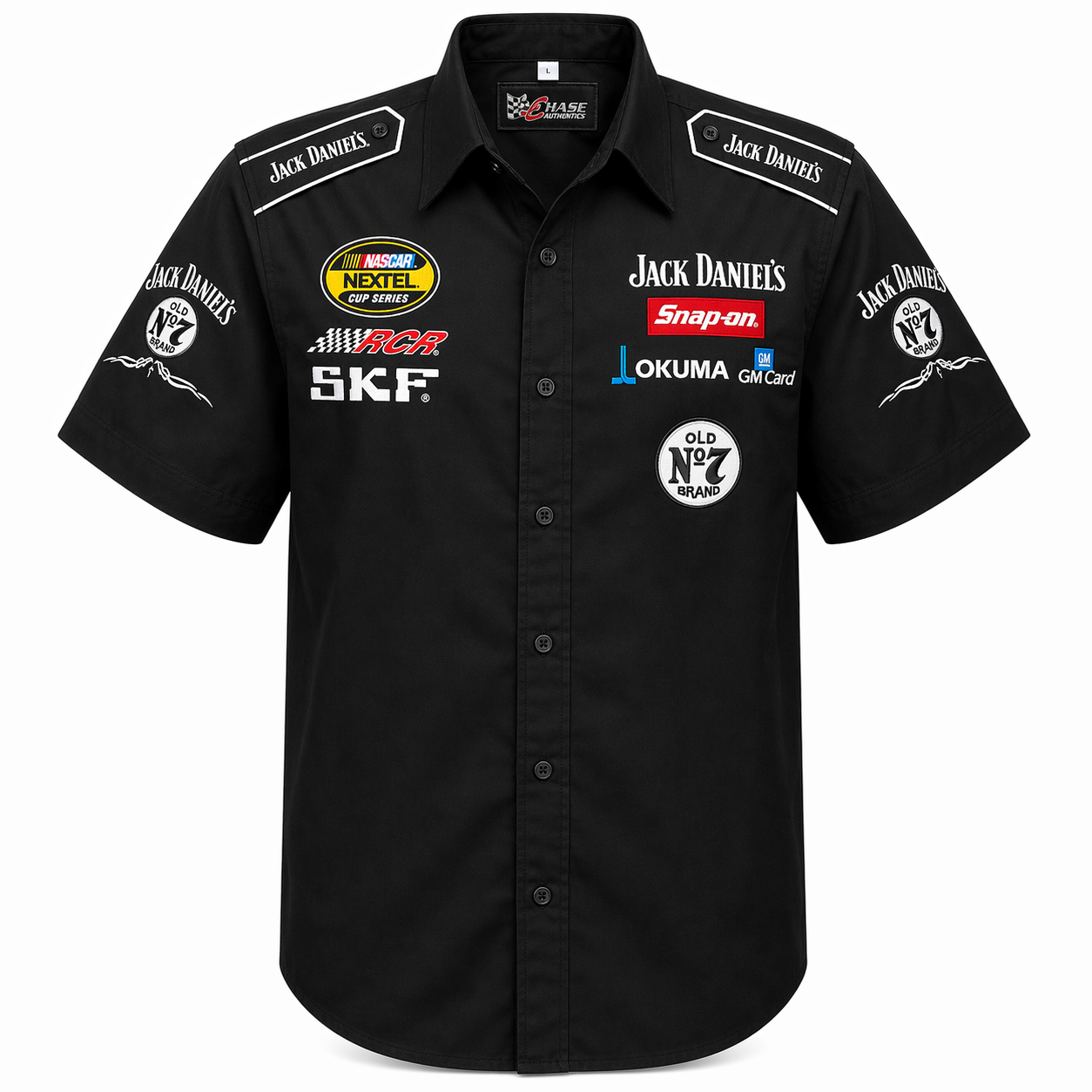 NASCAR Jack Daniels Embroidered Pit Crew Shirt Black Racing Team Style