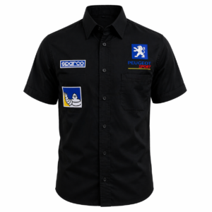 Peugeot Sport Black Crew Shirt Premium Embroidered Motorsport Pit Style