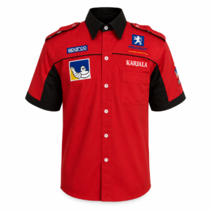 Peugeot Michelin Sparco Red Crew Shirt Premium Embroidered Motorsport Pit Style