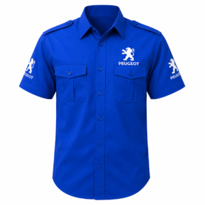 Peugeot Royal Blue Crew Shirt Prmium Embroidered Motorsport Pit Shirt