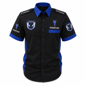 Pontiac Black Royal Blue Embroidered Pit Crew Shirt