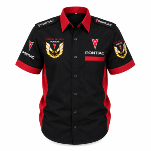 Pontiac Firebird Black Red Embroidered Pit Crew Shirt