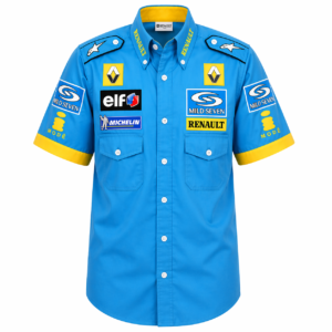Renault Mild Seven Formula Racing Crew Shirt Light Blue Embroidered Pit Style