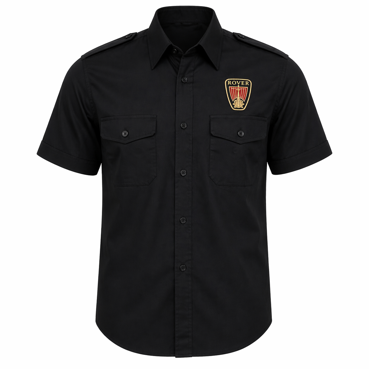 Rover Black Crew Shirt Premium Embroidered British Motorsport Uniform Style