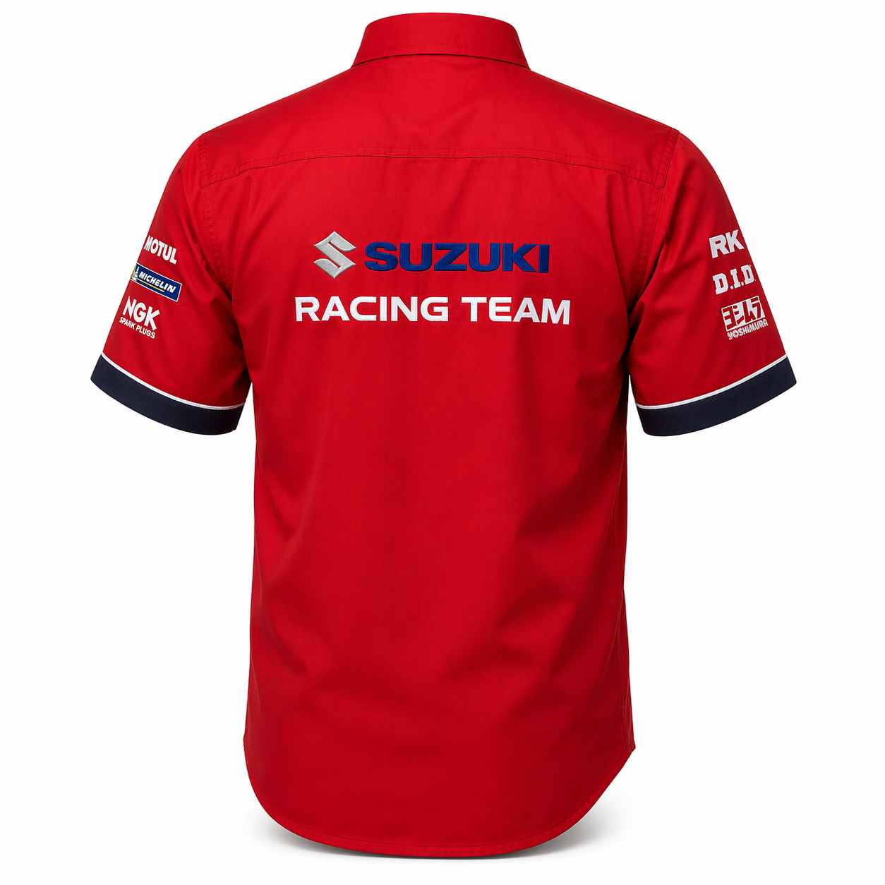 Suzuki BenQ Racing Crew Shirt Red Black Embroidered Style - Image 2