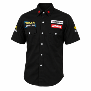 Rizla Suzuki Black Motorsport Crew Shirt Embroidered Racing Style