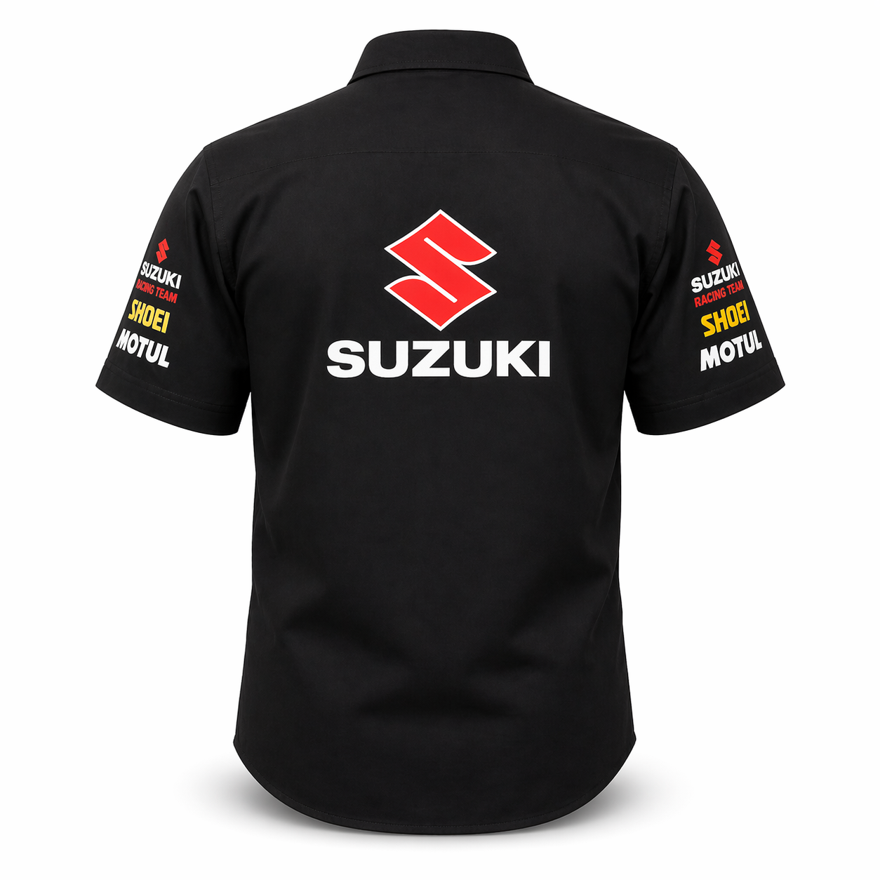 Suzuki Black Red Racing Crew Shirt Embroidered Motorsport Style - Image 2