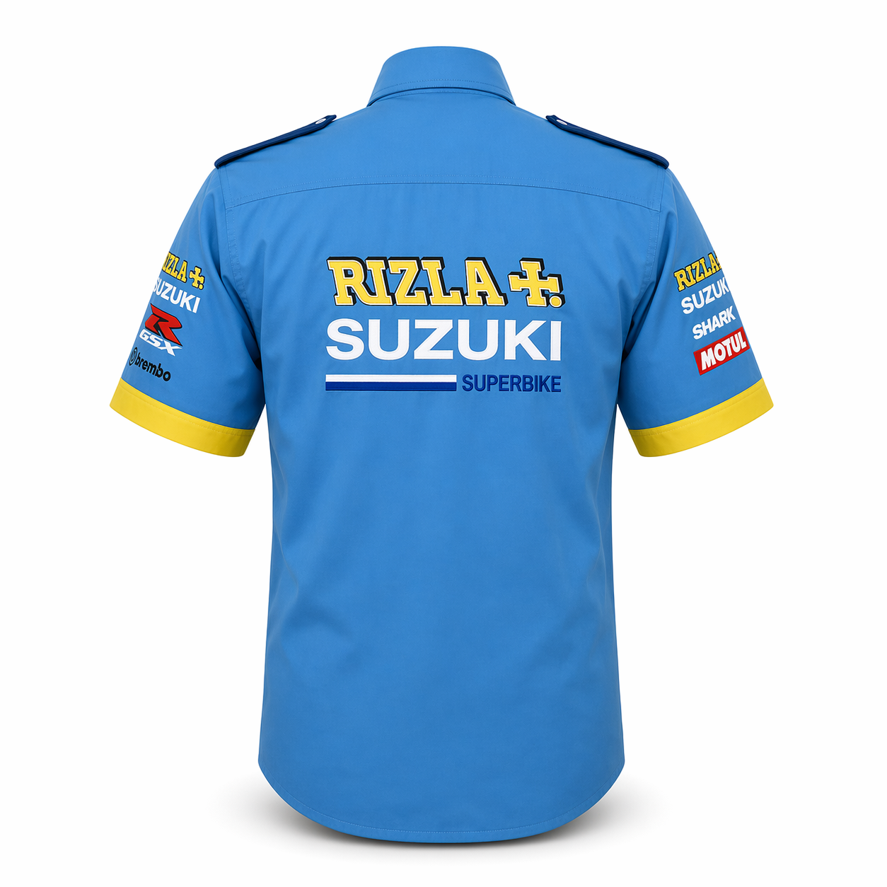 Rizla Suzuki GSX Embroidered Crew Shirt MotoGP Racing Style - Image 2