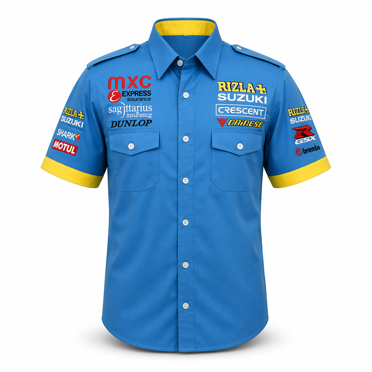 Rizla Suzuki GSX Embroidered Crew Shirt MotoGP Racing Style