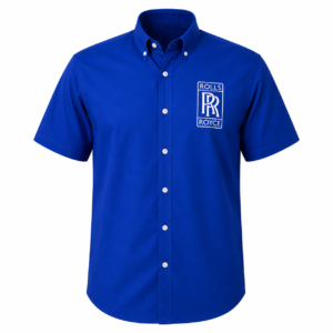 Rolls Royce Royal Blue Button Up Shirt Premium Embroidered Luxury Motorsport Style