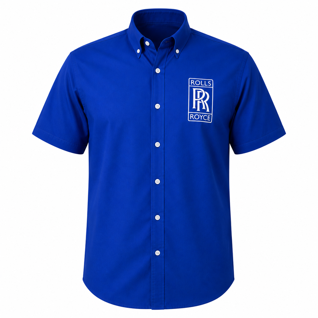 Rolls Royce Royal Blue Button Up Shirt Premium Embroidered Luxury Motorsport Style