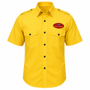 Moto Guzzi Yellow Pit Crew Shirt Embroidered Motorcycle Style