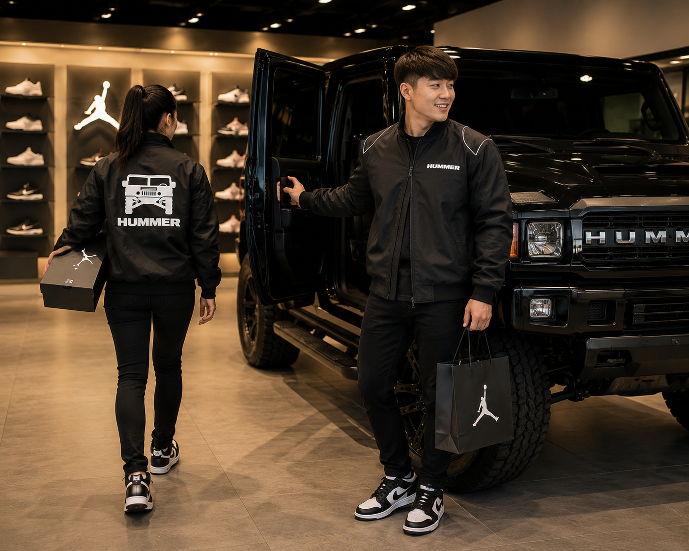 Hummer Black Motorsport Racing Jacket Embroidered HEV Style - Image 3