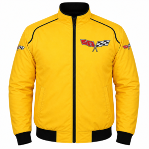 Corvette C2 Yellow Black Motorsport Jacket Premium Embroidered Style