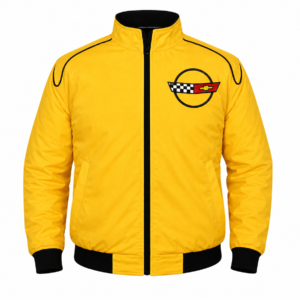 Corvette C1 Yellow Motorsport Jacket Premium Embroidered Style