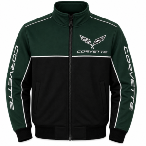 Corvette C3 Dark Green Black Motorsport Jacket Premium Embroidered Style