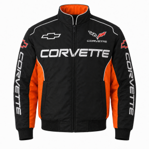 sale-item-corvette-black-orange-racing-jacket-embroidered-motorsport-bomber-jacket-size-xl-only