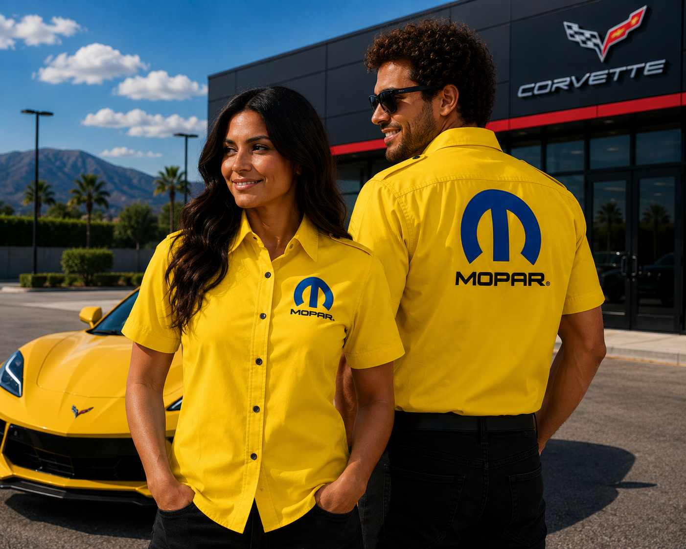 Mopar Yellow Pit Crew Shirt Embroidered Motorsport Style - Image 3
